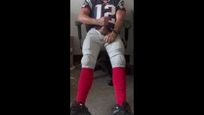 JockDad87 Jerks and shoots a load in his Football Uniform.