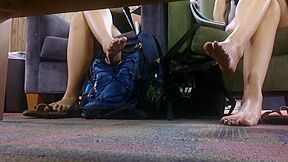 Filmed Wonderful Korean Female students 18+ Resting Their Incredible Feet At The College