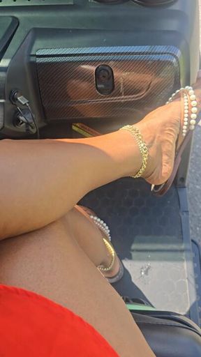 Flip Flop Dangling on A Glof Cart Ride