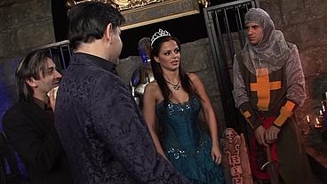 Angelika Black, Valery Summer And Britney In Costumed Group Sex Scene