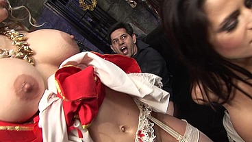Angelika Black, Valery Summer And Britney In Costumed Group Sex Scene