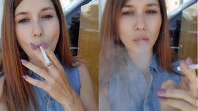 Denim Dress Girl Next Door Smoking