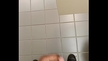 Stroking in the Library bathroom two