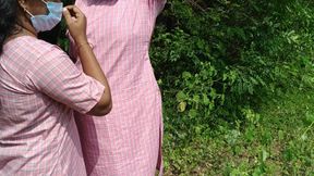 College Student with Uniform Lesbian Outdoor