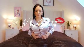 Scarlett's SILVER satin blouse snip & rip (destruction)