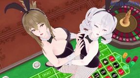 Lesbian Casino Frenzy: Chitose and Nine's Steamy Sexcapade