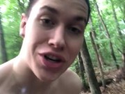 19 year old Jesse Gold almost gets caught jerking off in the woods