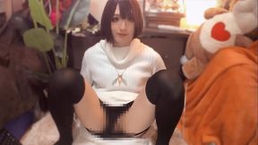 ボブヘアー女装が静かにオナニーする動画