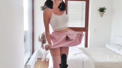 Cute student forgot panties tease in class dirty talk alone