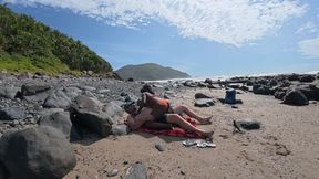 Beach milf cheats on her husband with a black stranger
