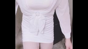 【露出】女装伪娘楼道自慰：包臀裙/肉丝/透明开衫