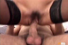 Horny Granny Gets Her Bush Screwed by a Tattooed Guy on the Bed