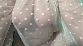 Busty MILF shows off big natural tits in close-up