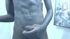 Ebony Twink with a Muscled Body Jerking Off