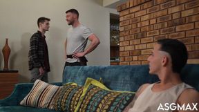 Trevor & Des destroyed in free use frenzy by Justin’s massive cock