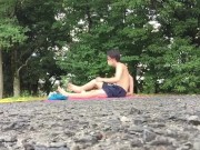 I had high intensity sex training with a fuck buddy in a park near the Tokyo Olympic venue!③【Spanked