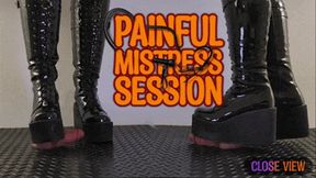 Painful Mistress CBT Session in Heavy Chunky Platform Black Boots (Close Version) - Tamystarly - Cock Balls Crush Trample, Bootjob, Trampling, Shoejob, Stomping