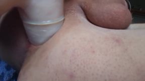 TS Maria Sweden Asshole Wrecked by Giant Dildo Buttplug Cum Gush