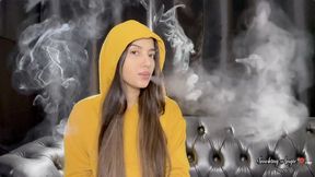 Smoking on my yellow hoodie