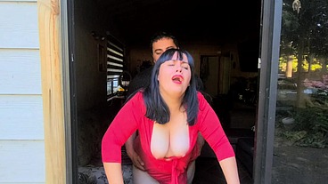 mom is surprised - sex in the window with perverted stepson