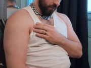Bitting my straight roomate nipples so he can cum in my beard.