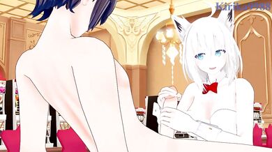 Bunny girl Shirakami Fubuki ruined me in the casino raw hentai 3D