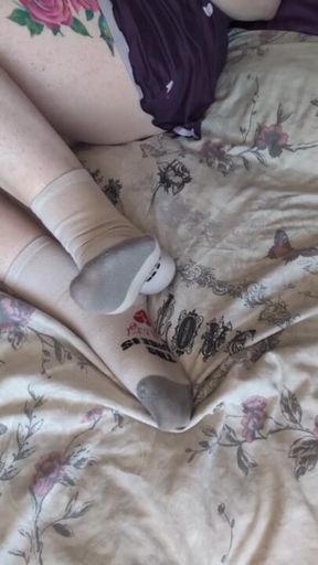 Get hard watching my perfect feet tease you in white socks