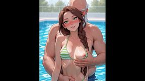 my stepfather and i did this in the pool during a family outing (ai generated).