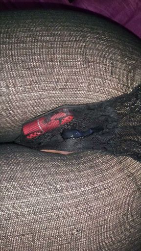 Femboy Hands free cum on own ass thru panties