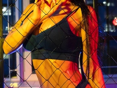 Night Monika Fox In Blue Near The Net