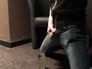 fetish dirty boy is pissing on the floor