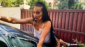 Helen Star: Car washing with her big tits and high heels