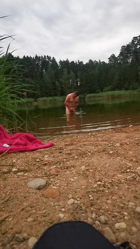 Naked alone on the beach