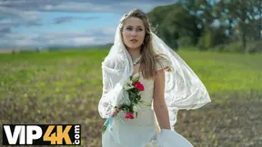 BRIDE4K  Threesome with sexy teen bride with natural tits in the car