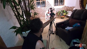 A estreante Caroline Moraes nos bastidores de gravação - Hugo Belfort - Sandro Lima - Binho Ted - Capoeira Ator