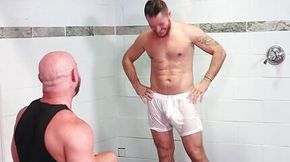 Mature BF Killian Knox Sucks A Huge Cock In The Shower