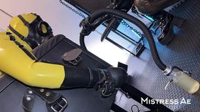 mistressae & princess latex rubber doll: edging, impact and piss inhaling