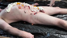 Mistress Izar Finishes splashing her sub with the last of the food