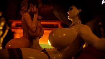 Futa Lady Dimitrescu penetrates girl with big gray penis