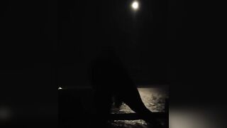 Woman Vibrators Cunt into Moonlight