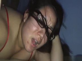 Plump brunette chick bends over for her lover's massive dong