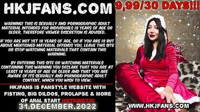 Sexy Santa Hotkinkyjo fuck her ass with The Theeng huge dildo from mrhankey, fisting &amp_ anal prolapse