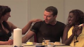 Ebony Lady and Her French Friend Fucked Together