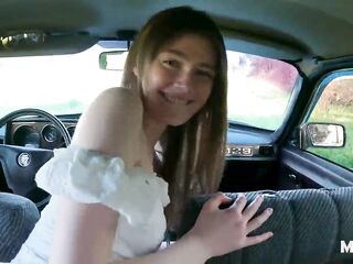 Slim Shy Teen Bangs Recent Ally in Car. Cum in Throat [Deutsch]