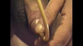masked bisexual inserts milk in his cock Squirts it back out in a glass then drinks the lot
