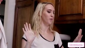 Cleaning lady squirting in boss her face