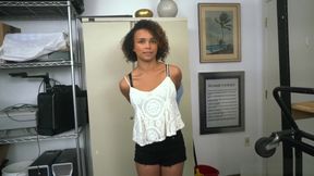 Afro chick gags on big black cock before getting her coochie banged hard