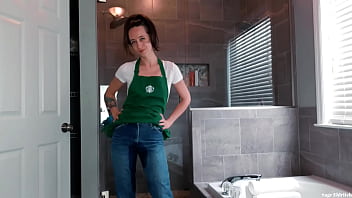 Starbucks Apron Girl Sage Eldritch Wetting Jeans &amp_ Panties