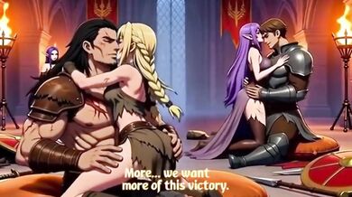 Warriors get their rough reward with a big ass milf and big dick