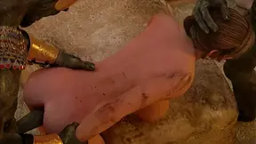 Anime Lara Croft gets rough DP'd and booty-banged in a 3D world